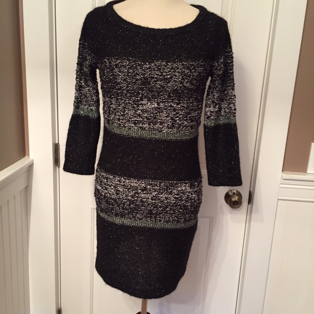 A/X ARMANI EXCHANGE DRESS MINI BLACK SILVER KNIT  Size M